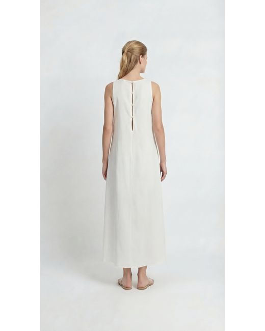 Muda Clothing Fz Llc White Pearl Linen Maxi Dress