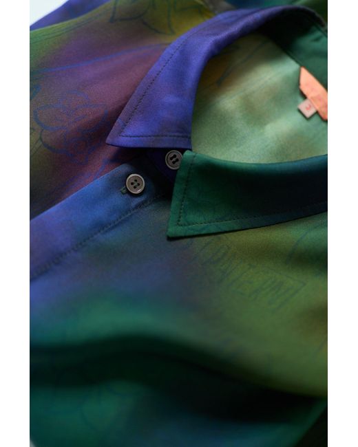 Lost Pattern Green Brooklyn Oversized Silk Shirt