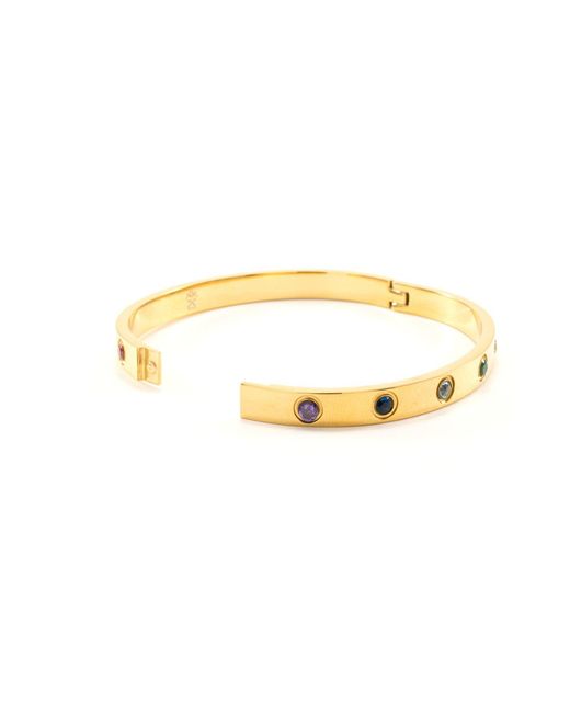 Seven Saints Metallic Chakra Healing Stone Bangle, Over Stainless Steel