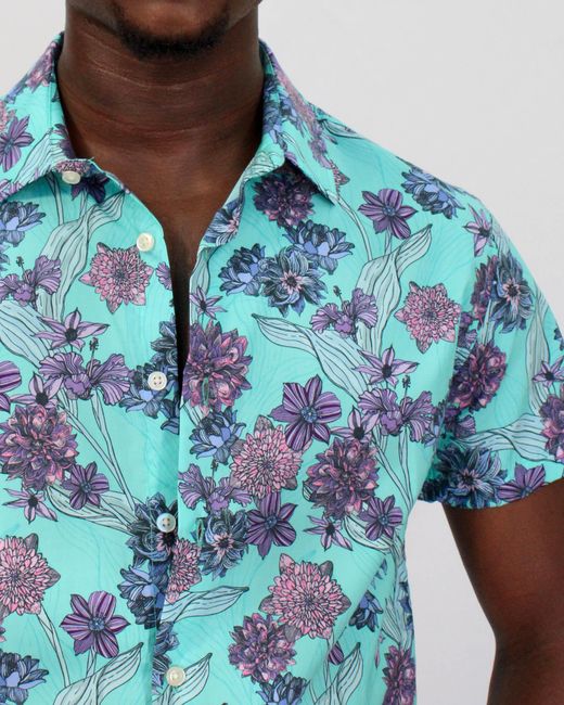 Lords of Harlech Blue Scott Ocean Floral Shirt for men