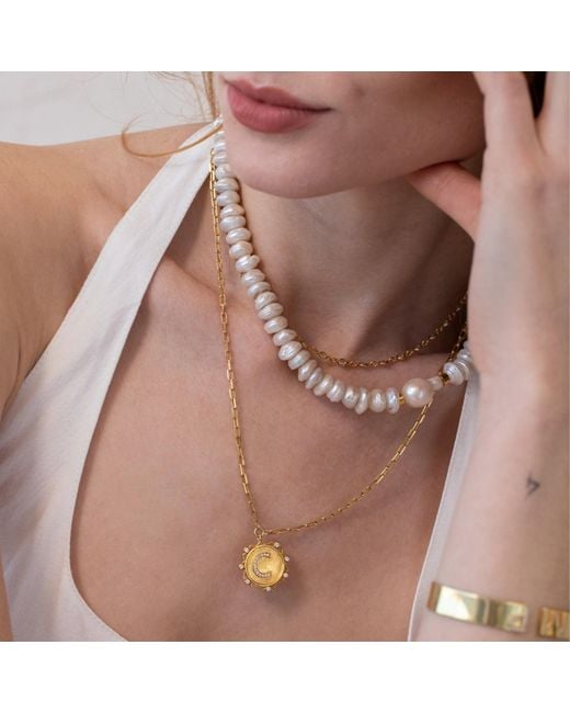 LINYA JEWELLERY Metallic Asymmetrical Baroque Pearl Necklace