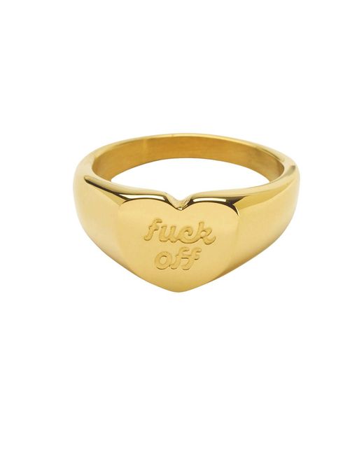 Hoops + Chains LDN Yellow Fuck Off Heart Ring