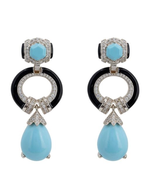 Latelita London Blue Clara Bow & Enamel Drop Earrings