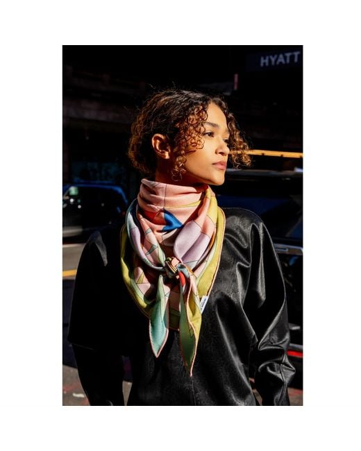 Jessie Zhao New York Pink Neutrals Double Sided Wool Silk Triangle Of Color Recombination