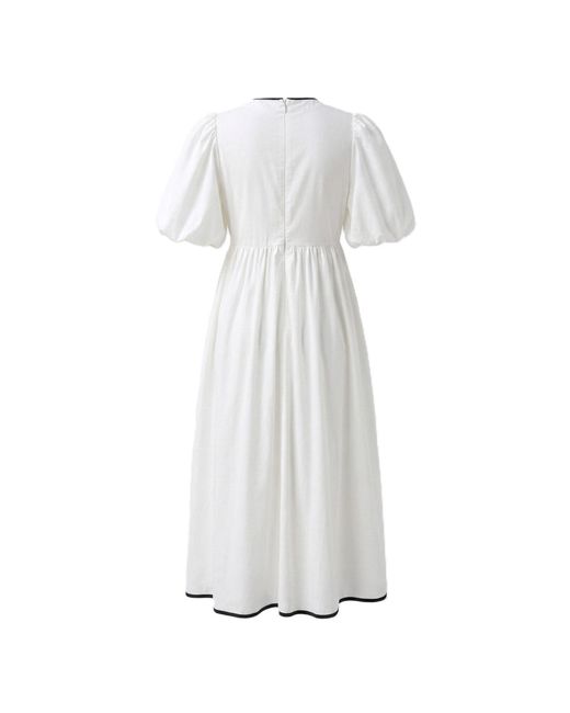 Modenaire White Midi Dress Sculpted Bow Detail