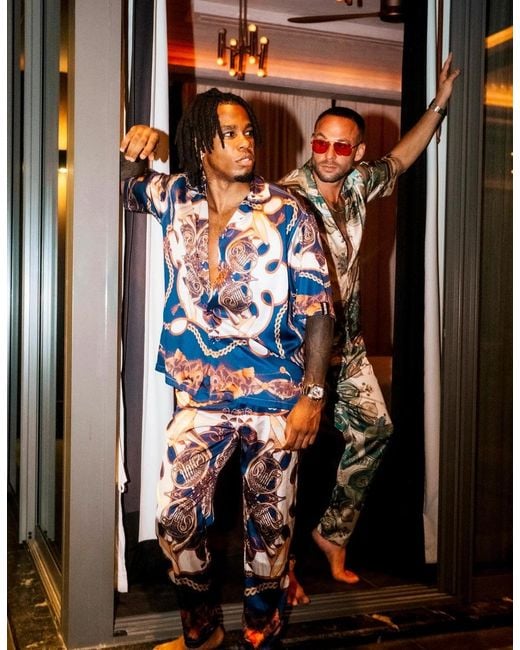 Hustle Blue Music Is The Answer Satin-Shirt for men
