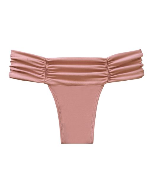 NUAJE NUAJE Ariel Ruched Bikini Bottom In Pink