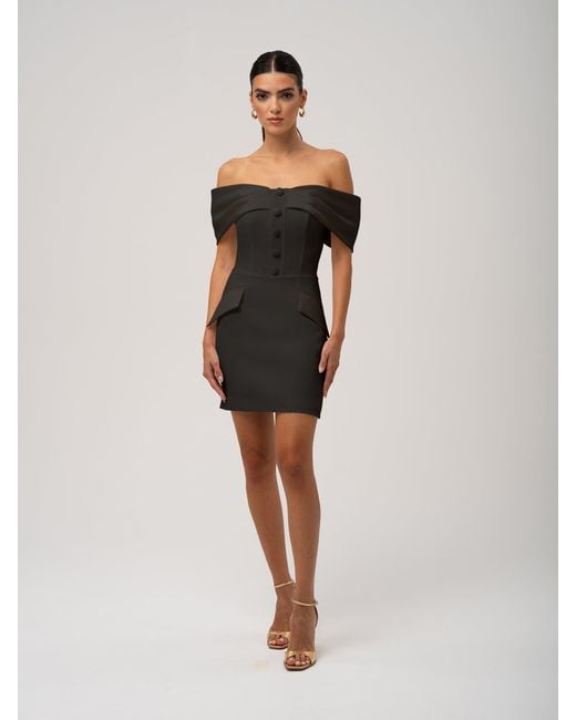 Tia Dorraine Black Steel Confidence Off-Shoulder Mini Dress