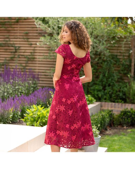 Alie Street London Red Charlotte Lace Dress Azalea