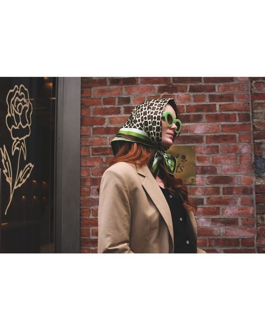 Jessie Zhao New York Black Double Sided Silk Scarf Of Polka Dot Bloom