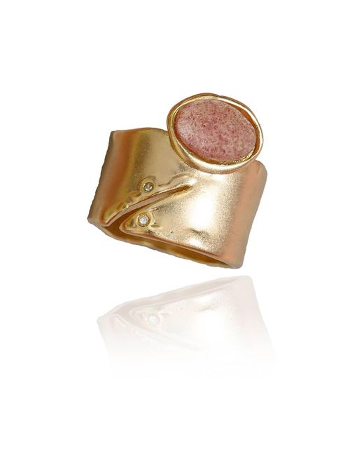 Rare Matters Jewelry Metallic Brilliance Stone Strawberry Quartz Statement Ring