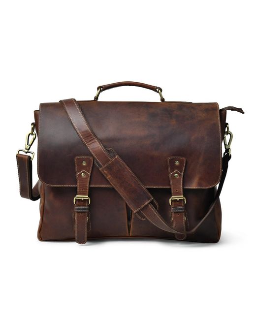 Dötch Leather Brown Abai Leather Messenger Laptop Bag for men