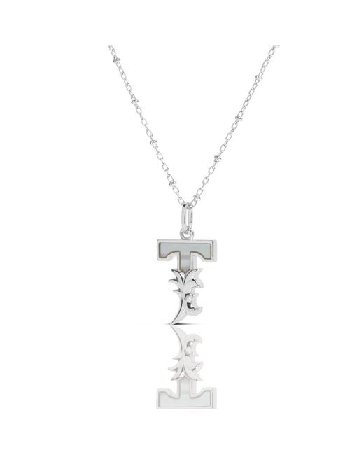 Kasun Metallic Solid T Initial Necklace With Mother Of Pearl