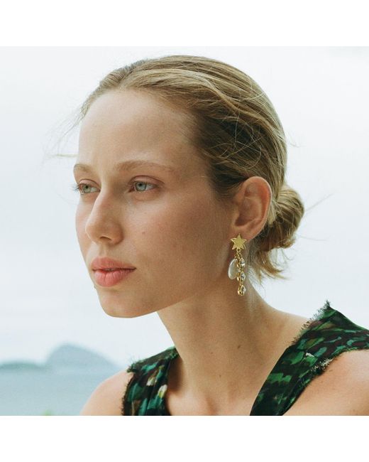 Sccollection Metallic Ziggy Star & Pearl Earrings