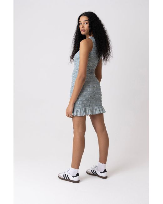 Amy Lynn Green Poppy Lurex Mint Check Mini Dress