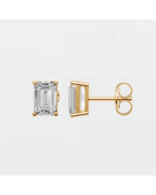 Aya Fine Jewelry White 1.32 Cwt Emerald Cut Solitaire Earrings Gift For