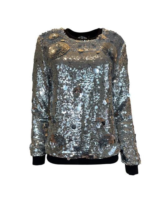 Any Old Iron Gray Petal To The Metal Sequin Sweatshirt