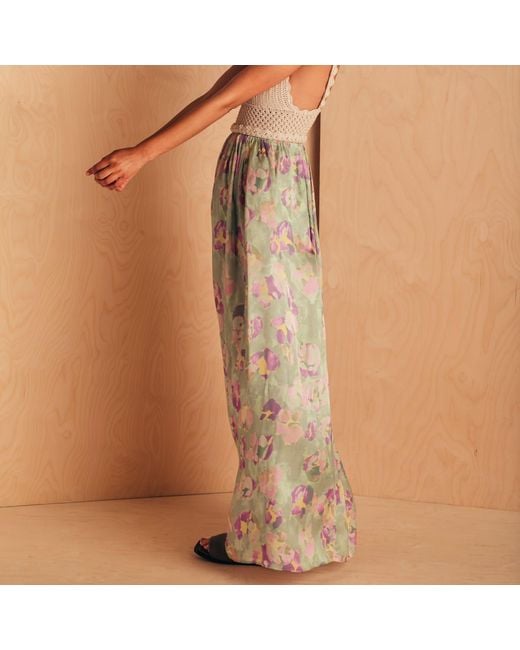 MIONÈ Natural Floral Dress With Hand-Crocheted Upper Part