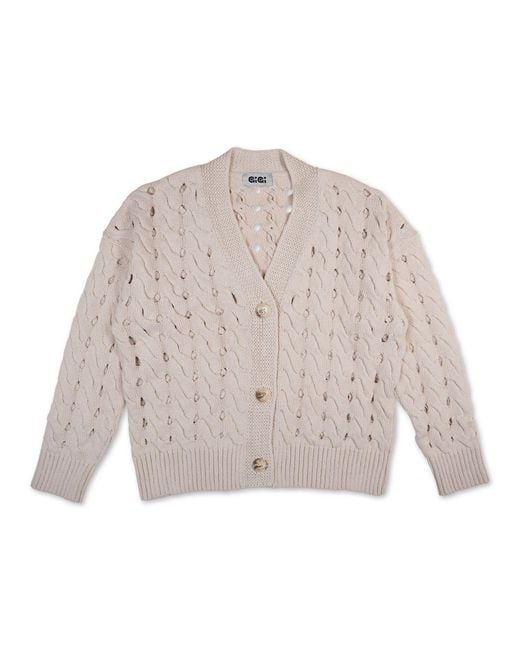 Gigi Knitwear Gray Neutrals Open Cable Cotton Cardigan
