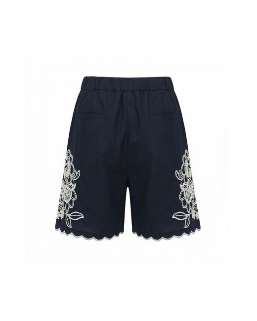 Nooki Design Blue Petra Embroidered Cutout Shorts