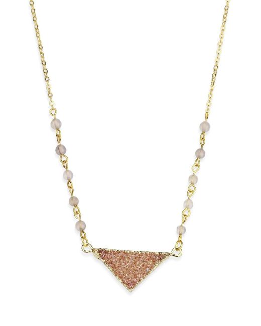Saachi White Triangle Pendant Druzy Dark Necklace