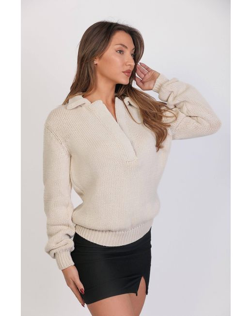 Maison Bogomil Natural Neutrals Chunky Collared Sweater