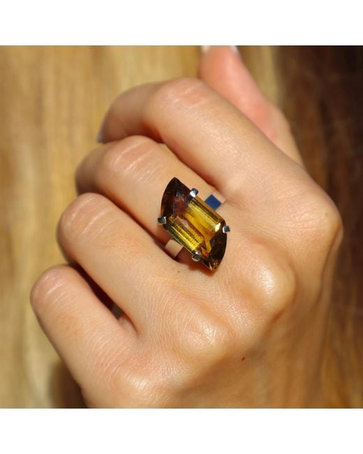 Mineralgems•Studio White Cognac Citrine Quartz Ring
