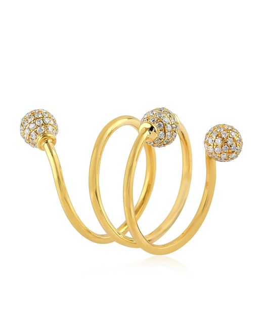 Artisan Metallic 18K Diamond Pave Spiral Wrap Ring