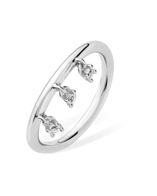 Lucy Quartermaine Metallic Solid Sterling Tri Skinny Drip Ring With Topaz
