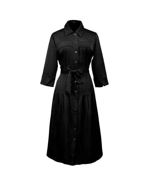 Smart and Joy Black Stitched Pleats Shirt-Dress