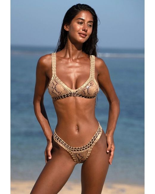 Luxsea Swimwear Metallic Anya Snake Print Crochet Bikini Bottom