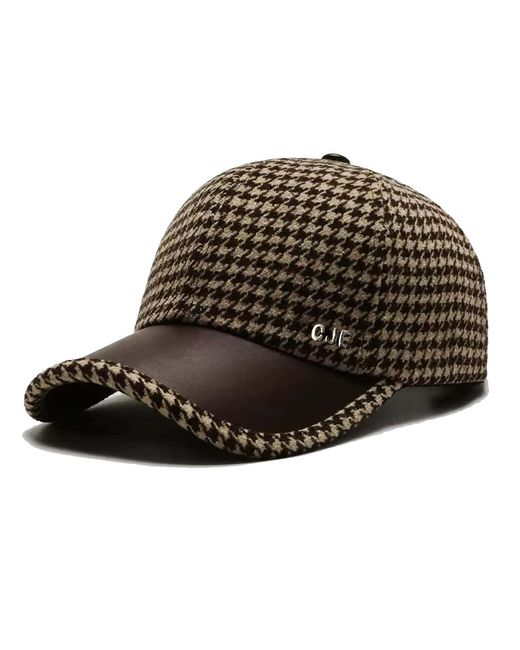 Chanel Joan Elkayam Brown Cje Embellished Houndstooth Cap