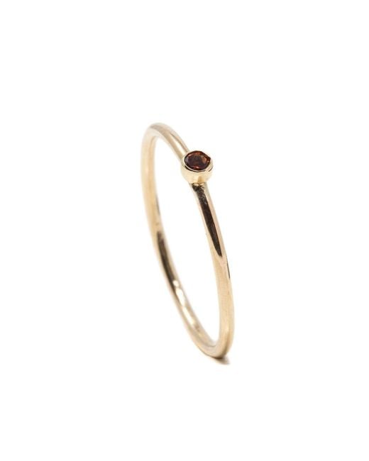 NASI SILVER Metallic Slim Single Stone Ring- Garnet