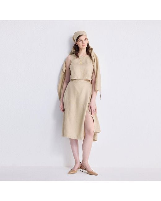 REISTOR Natural Neutrals Overlap Midi Skirt