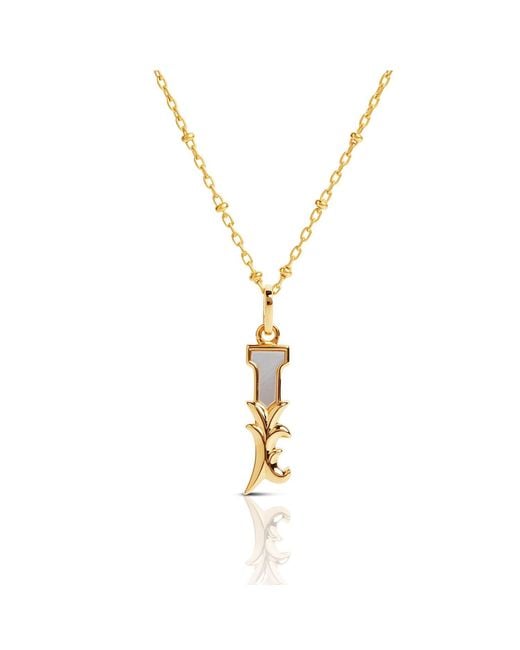 Kasun Metallic Plated I Initial Necklace With Mother Of Pearl