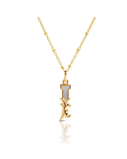 Kasun Metallic Plated I Initial Necklace With Mother Of Pearl