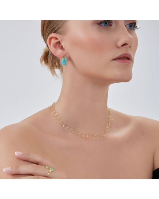 Spero London Metallic Circle Hoops Sterling Chain Necklace