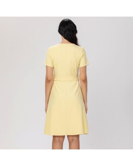 Smart and Joy Yellow Belted Tailor Dress