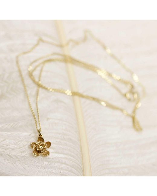 Lee Renee Metallic Cherry Blossom Necklace – Gold
