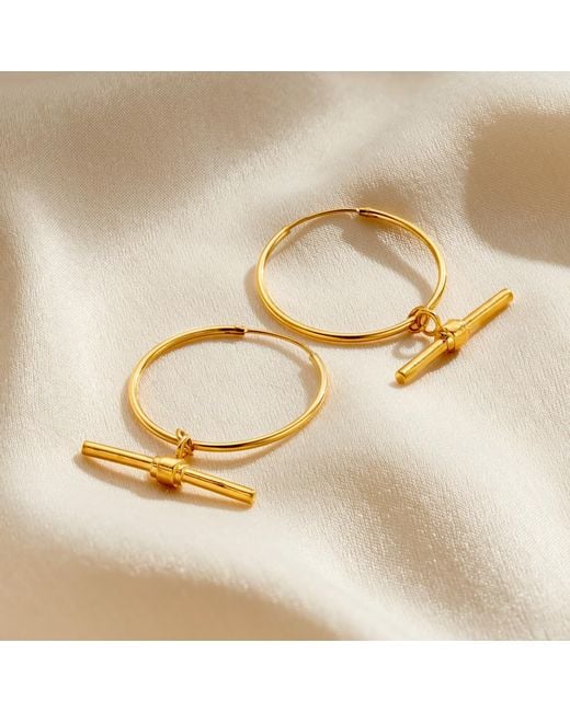 Posh Totty Designs Metallic Plated T Bar Charm Hoop Earrings