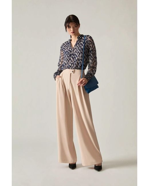 James Lakeland Natural Neutrals Cream Wide Leg Suit Trousers