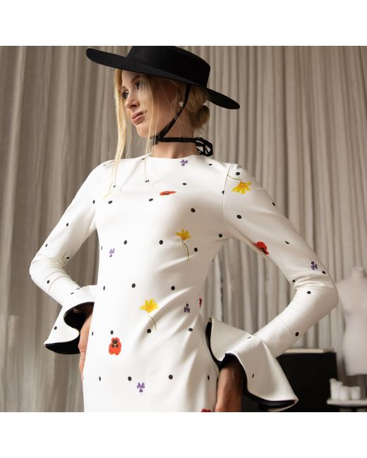 RainSisters White Floral Long Sleeve Maxi Dress