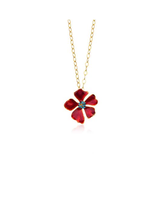 Milou Jewelry Red Wild Rose Flower Necklace