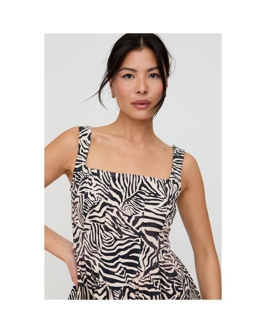 Lily and Lionel Natural Neutrals Hayley Corset Inspired Zebra Print Midi Dress
