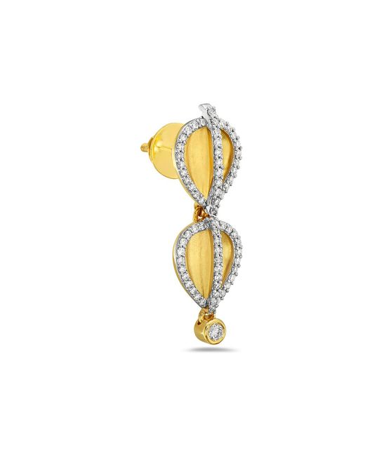 Artisan Metallic Yellow Gold Pear Shape Stud Earrings Natural Diamond Jewelry