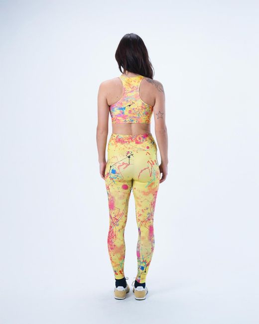 Lilia Munn Yellow High Waisted Leggings – Acid Rain Print