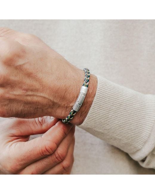 Tateossian Metallic Herringbone Click Multi Pelle Bracelet for men