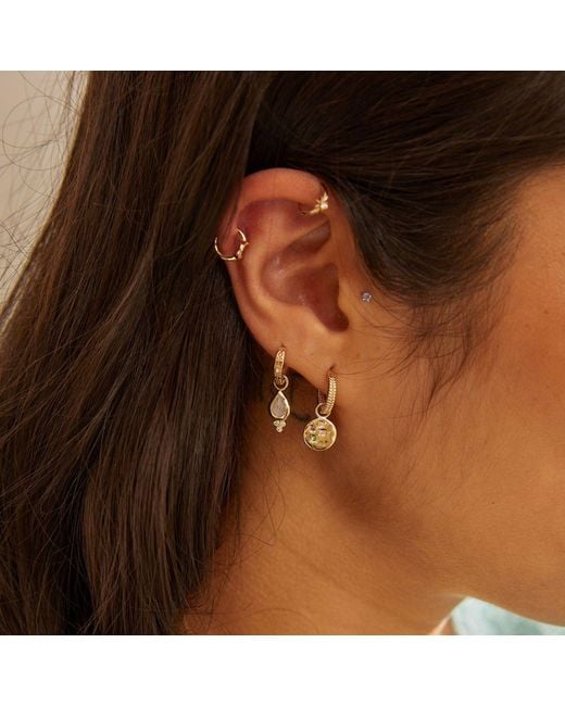 Zohreh Metallic Diamond Starburst Huggie Hoop Earring 9K