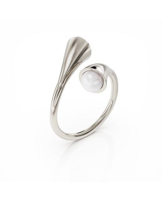 Linda Fiore Metallic Bella Solid Ring With Two Cultured Freshwater Pearls