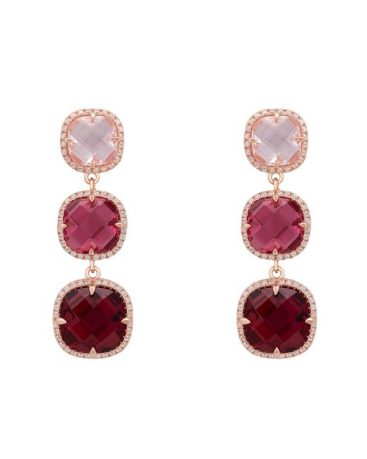 Latelita London Red Rose Knightsbridge Earrings Rosegold Pinks